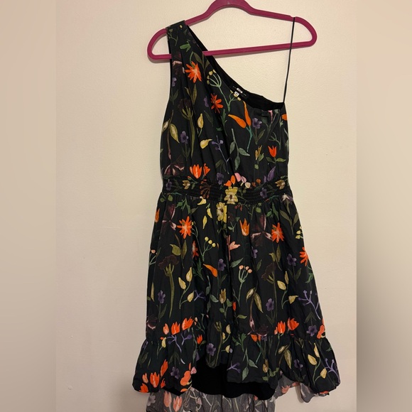 Slate & Willow Black Multicolor Floral High-Low One Shoulder Dress Size 6 - Picture 7 of 12
